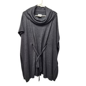 A Pea in the Pod Charcoal Gray Funnel Neck Belted Sweater Knit Poncho Women S/M